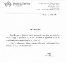 Przetarg na sprzedaż drewna opałowego