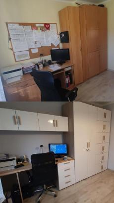 Zdjęcie przed i po wyremontowanego pokoju wychowawców