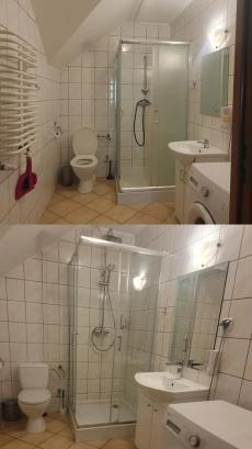 Zdjęcie przed i po wyremontowanej łazienki
